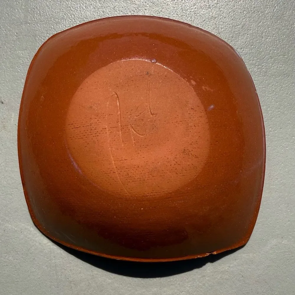 Signed Handpainted Cat & Bird Ceramic Pottery Bowl - Picture 4 of 7